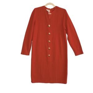STEVE FABRIKANT VTG Wool Knit Dress 10 Orange Retro Versatile Y2K Rare Made USA